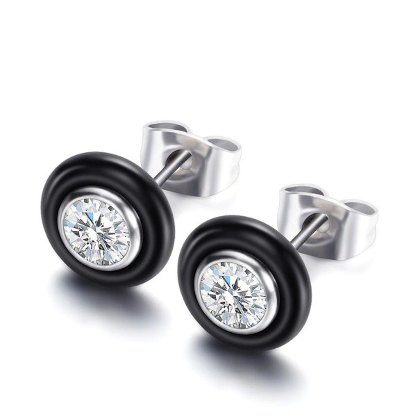 Boucles d'oreilles à clou pour femmes avec zircon G295 noir