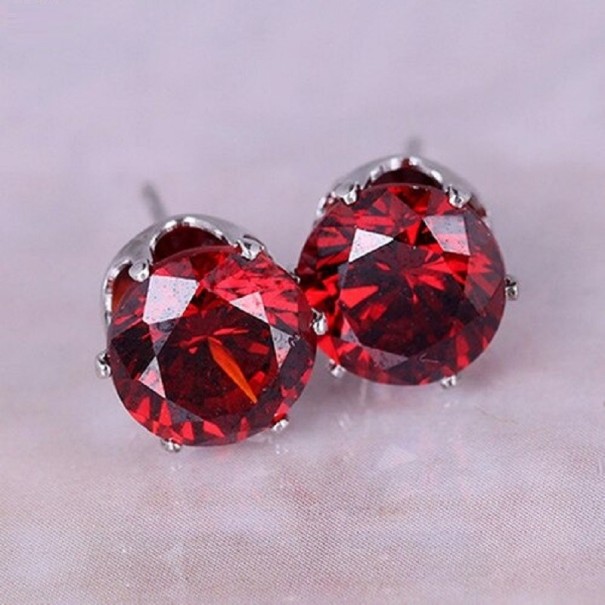 Boucles d'oreilles à clou pour femmes avec zircon G480 rouge 2