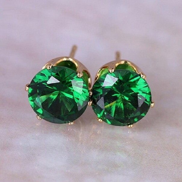Boucles d'oreilles à clou pour femmes avec zircon G480 vert 1