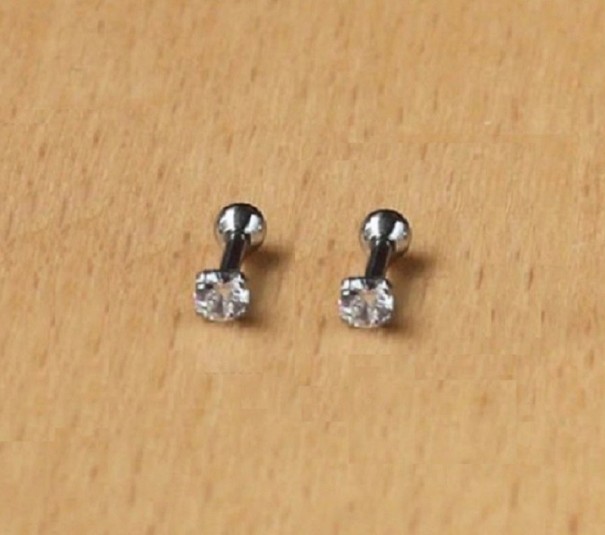 Boucles d'oreilles à clou pour femmes avec zircon H852 2,5 mm