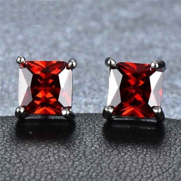 Boucles d'oreilles à clou pour femmes avec zircons G121 rouge