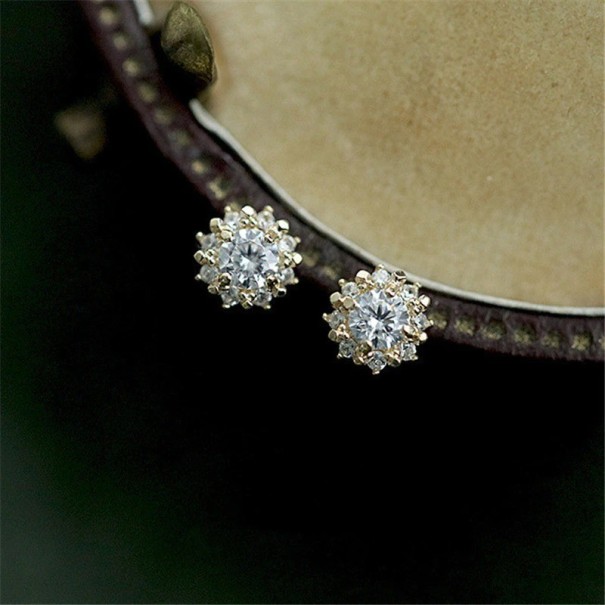 Boucles d'oreilles à clou pour femmes avec zircons G951 1