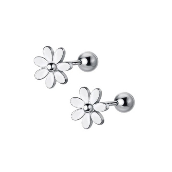 Boucles d'oreilles à clou pour femmes fleurs G964 blanc