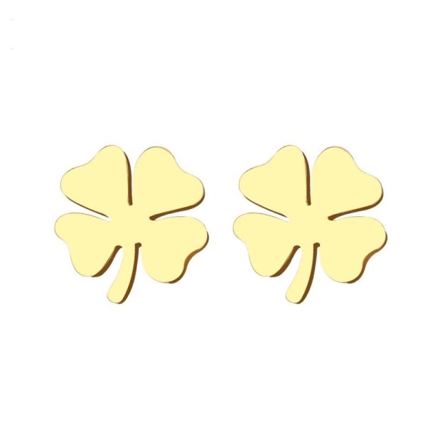 Boucles d'oreilles à clou pour femmes trèfle doré