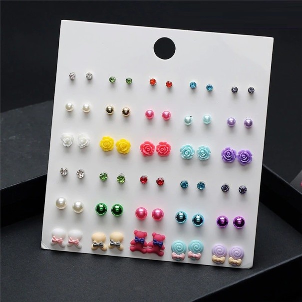 Boucles d'oreilles à clous pour femmes 30 paires j446 2