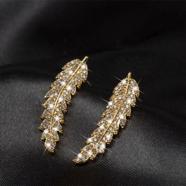 Boucles d'oreilles à frange en plumes pour femmes doré