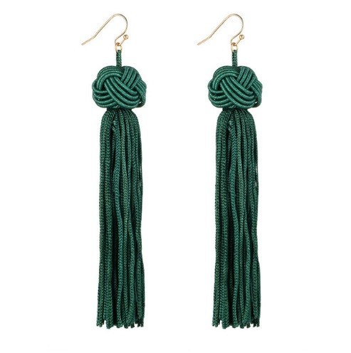 Boucles d'oreilles à la mode - Nœud avec franges J2577 vert