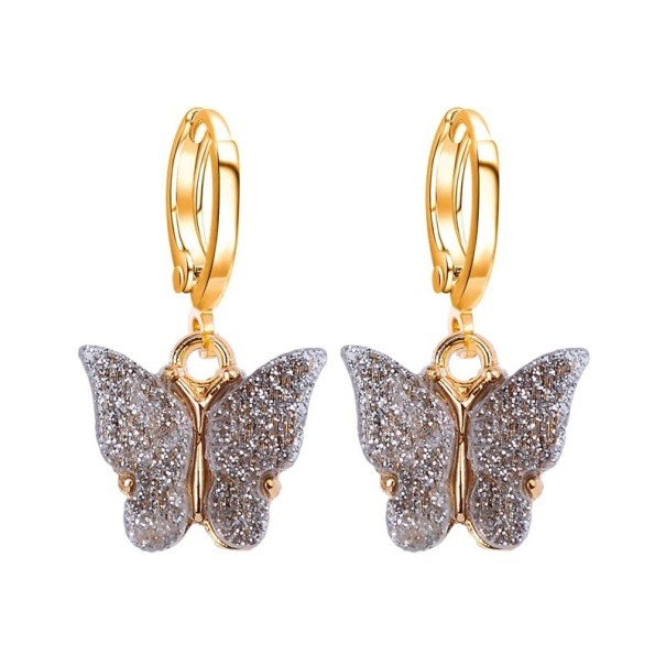 Boucles d'oreilles circulaires pour femmes avec papillon C1097 13