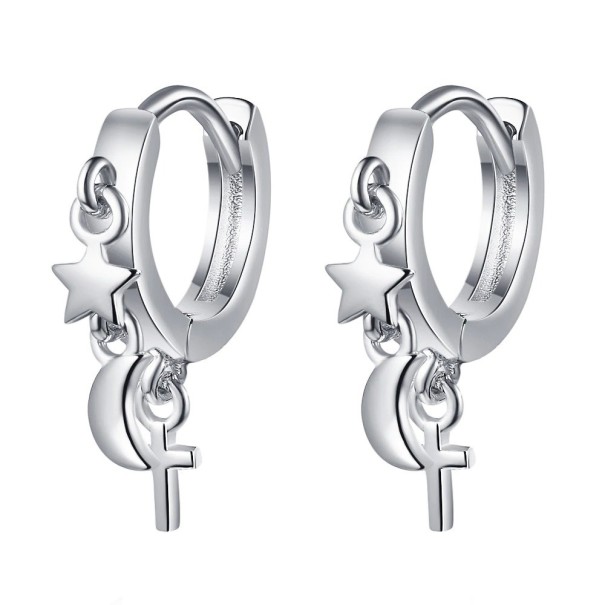 Boucles d'oreilles circulaires pour femmes avec pendentif G149 argenté