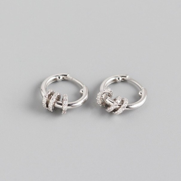 Boucles d'oreilles circulaires pour femmes avec pendentifs J175 argenté