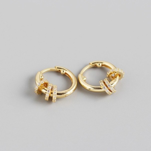 Boucles d'oreilles circulaires pour femmes avec pendentifs J175 doré