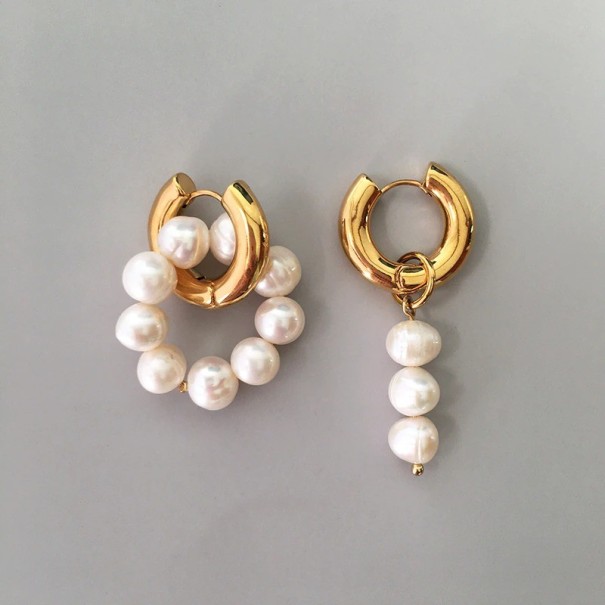 Boucles d'oreilles circulaires pour femmes avec perles G423 1