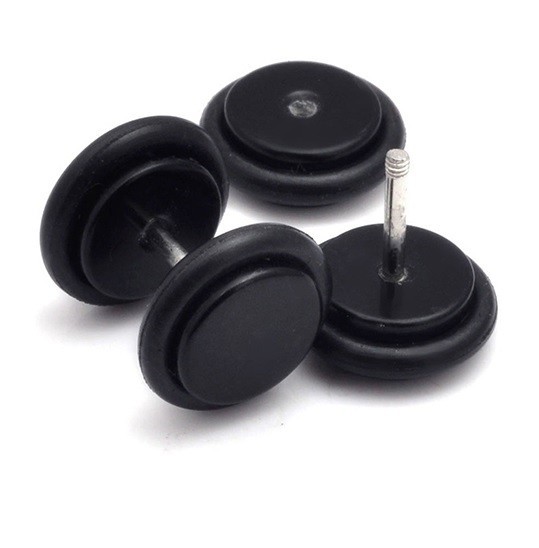 Boucles d'oreilles colorées pour hommes Haltère J3165 noir