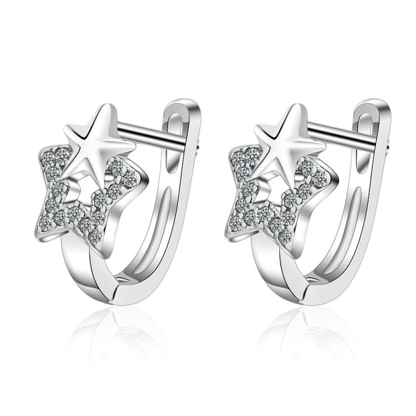 Boucles d'oreilles créoles pour femmes avec étoile G369 1