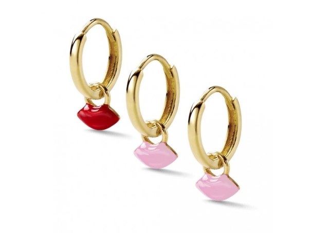 Boucles d'oreilles créoles pour femmes avec pendentif 3 pièces 2