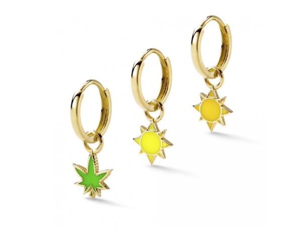 Boucles d'oreilles créoles pour femmes avec pendentif 3 pièces 5