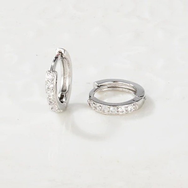 Boucles d'oreilles créoles pour femmes avec zircons G296 argenté 6