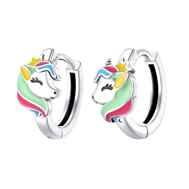 Boucles d'oreilles créoles pour femmes en argent 925 avec motif de licorne, cadeau idéal pour un anniversaire, un mariage ou des fiançailles 1