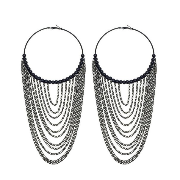 Boucles d'oreilles créoles pour femmes G841 noir S