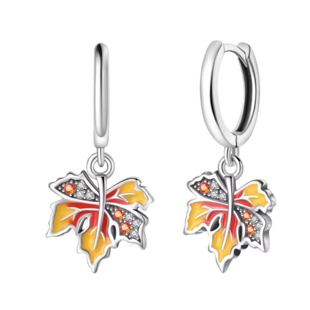 Boucles d'oreilles d'automne en argent 925 pour femmes Feuilles d'érable design saisonnier boucles d'oreilles délicates pour un usage quotidien et des occasions d'automne 1