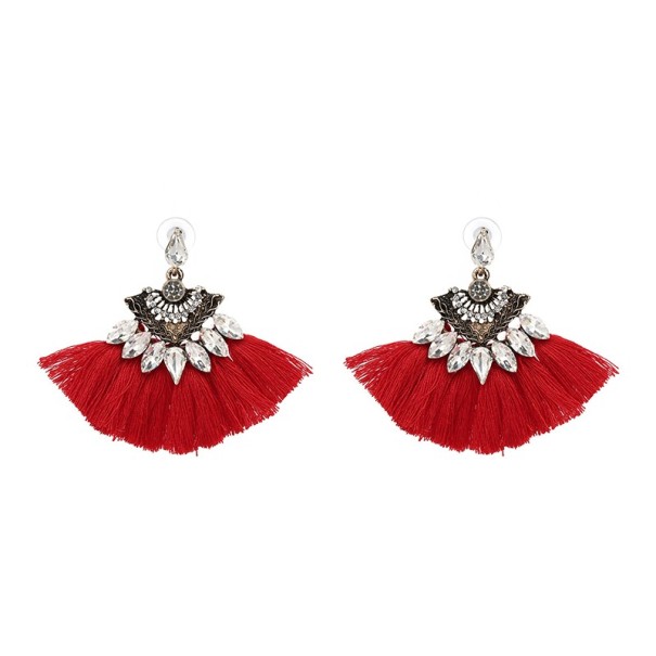 Boucles d'oreilles élégantes en forme d'éventail J3491 rouge