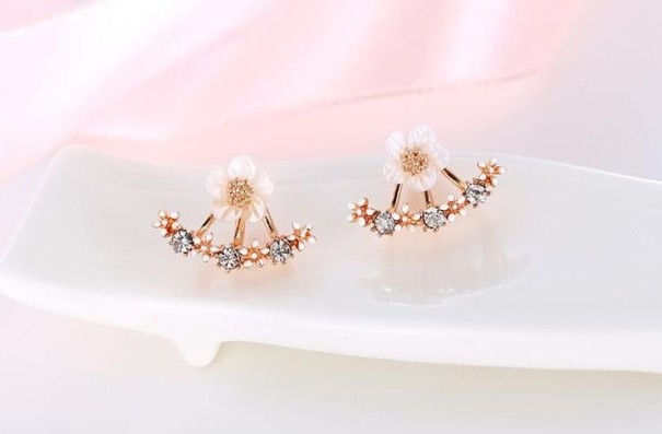 Boucles d'oreilles élégantes fleurs J1920 rose