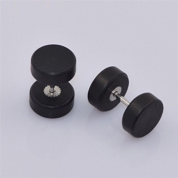 Boucles d'oreilles en bois pour hommes en forme de haltère J2104 noir