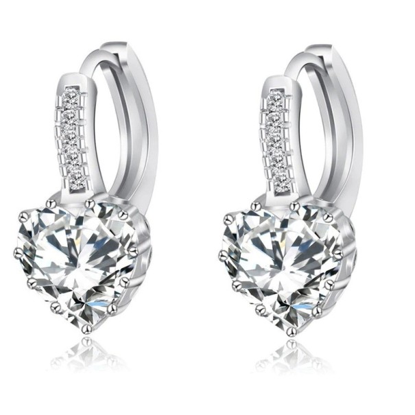 Boucles d'oreilles en cœur pour femmes avec strass blanc