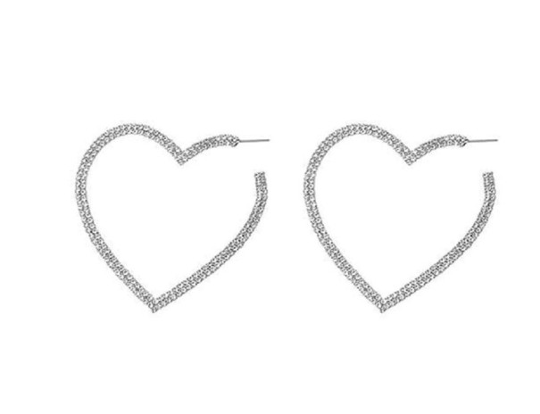 Boucles d'oreilles en cœur pour femmes avec zircons G659 argenté