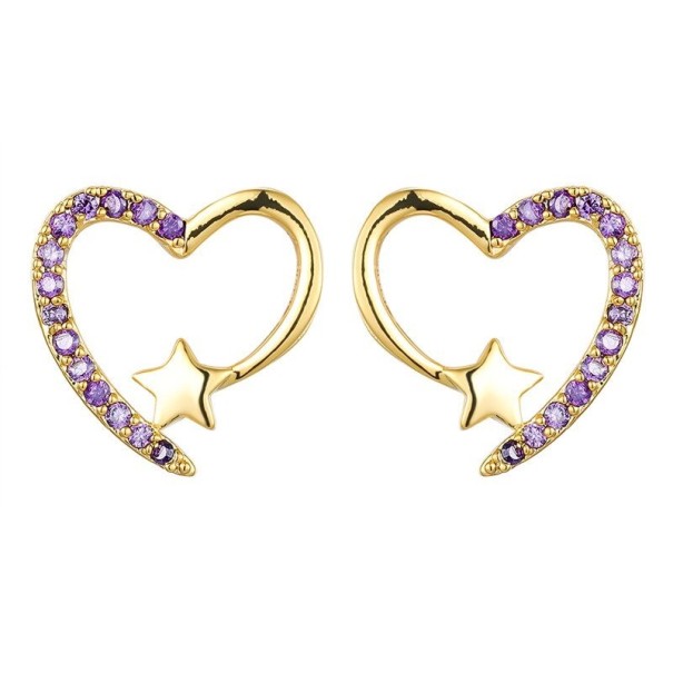 Boucles d'oreilles en forme de cœur pour femmes avec des zirconiums doré 5