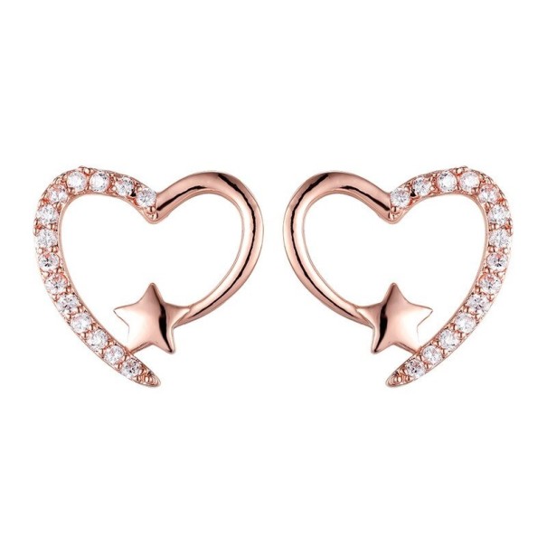 Boucles d'oreilles en forme de cœur pour femmes avec des zirconiums vieux rose 1