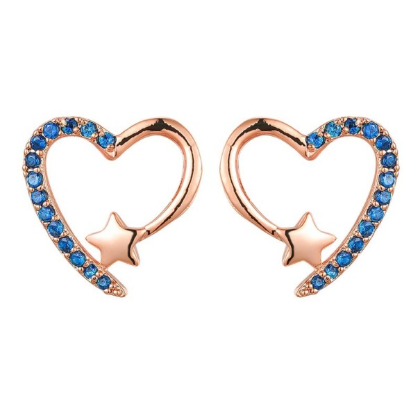 Boucles d'oreilles en forme de cœur pour femmes avec des zirconiums vieux rose 3