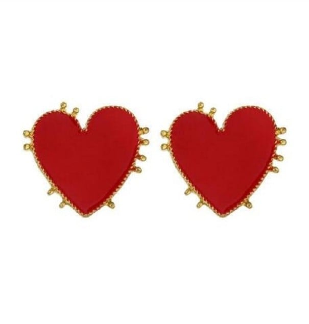 Boucles d'oreilles en forme de cœur pour femmes G535 rouge 2