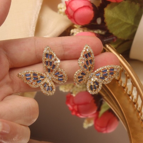 Boucles d'oreilles femmes papillons avec zircon 2