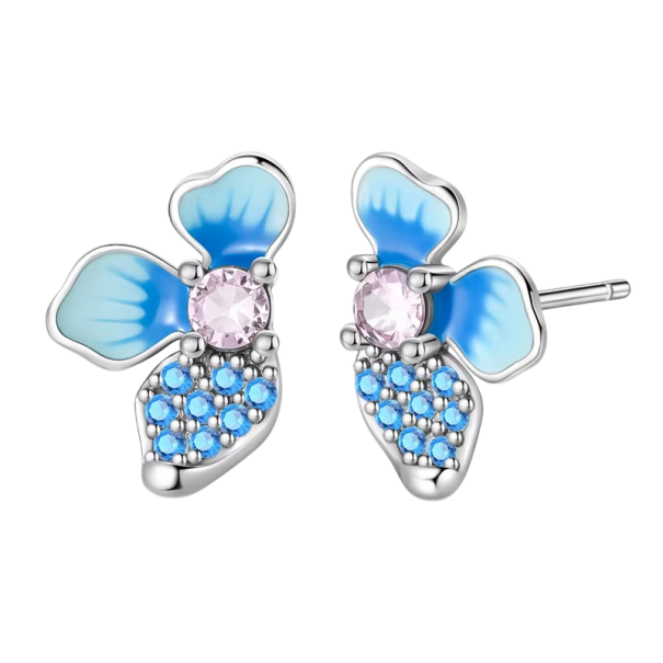 Boucles d'oreilles florales épanouies en argent sterling 925 pour femmes Bijoux de mode cadeaux d'anniversaire symbole de la beauté florale 1
