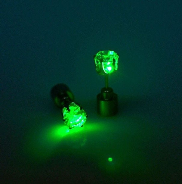 Boucles d'oreilles lumineuses pour femmes vert