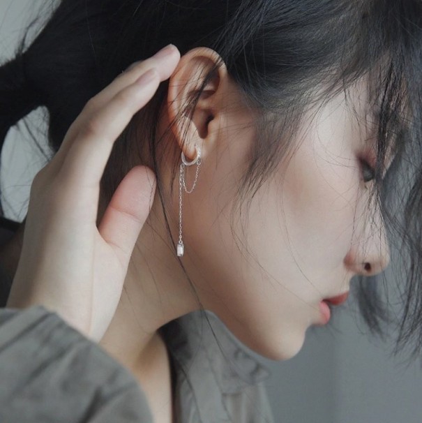 Boucles d'oreilles pendantes en chaîne pour femmes 1