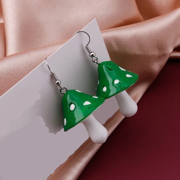 Boucles d'oreilles pendantes en forme de champignon pour femmes vert