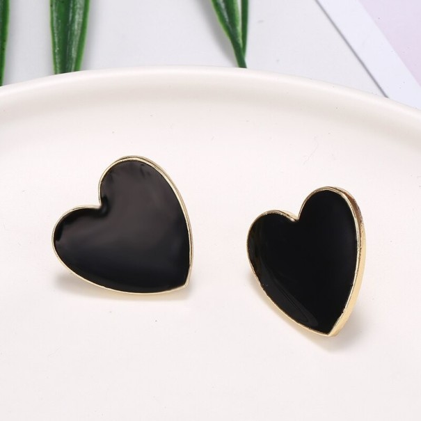 Boucles d'oreilles pendantes en forme de cœur pour femmes G766 noir