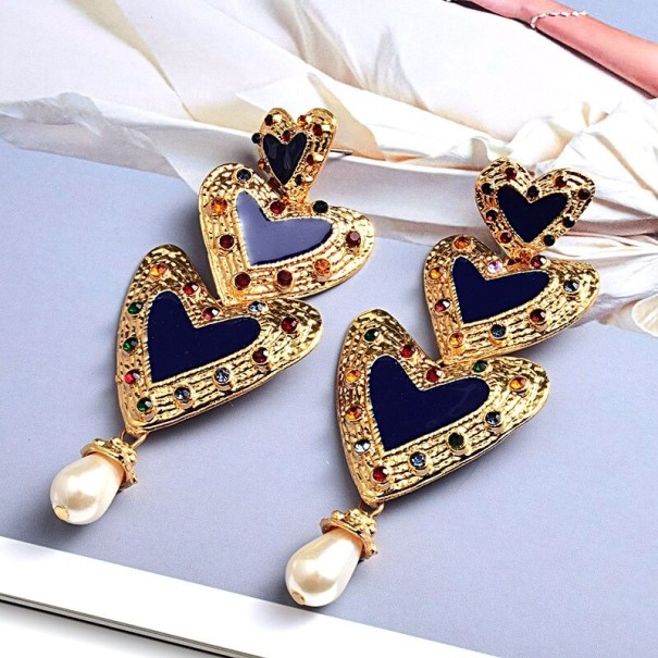 Boucles d'oreilles pendantes en forme de cœur pour femmes G924 bleu foncé