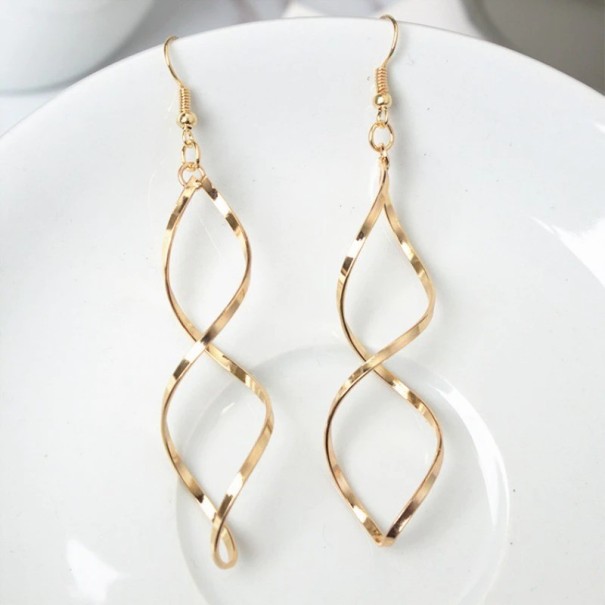 Boucles d'oreilles pendantes en spirale pour femmes doré