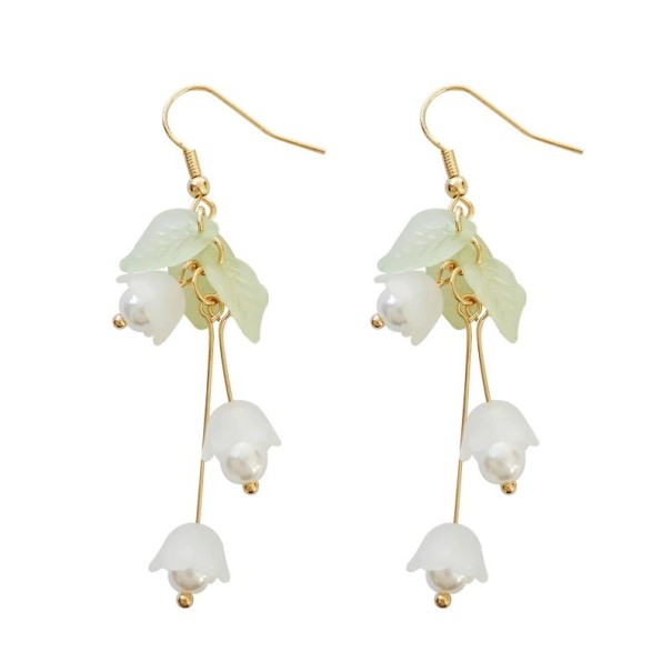Boucles d'oreilles pendantes fleurs pour femmes C1106 blanc