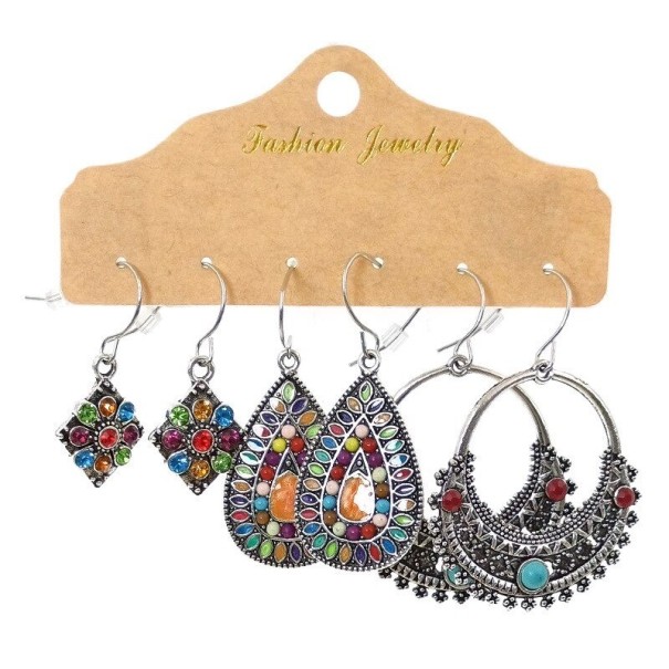 Boucles d'oreilles pendantes pour femmes 3 paires 22