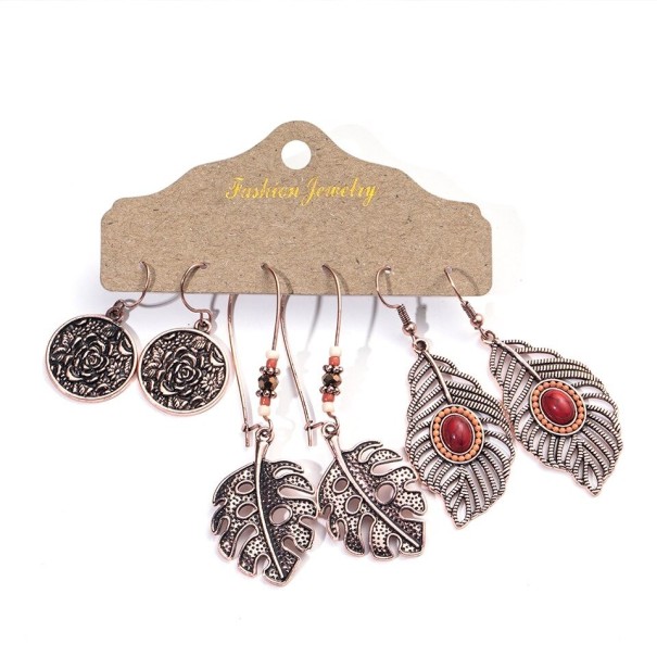 Boucles d'oreilles pendantes pour femmes 3 paires G1018 9