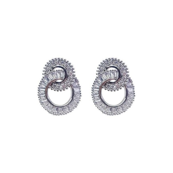 Boucles d'oreilles pendantes pour femmes avec cercles entrelacés 1