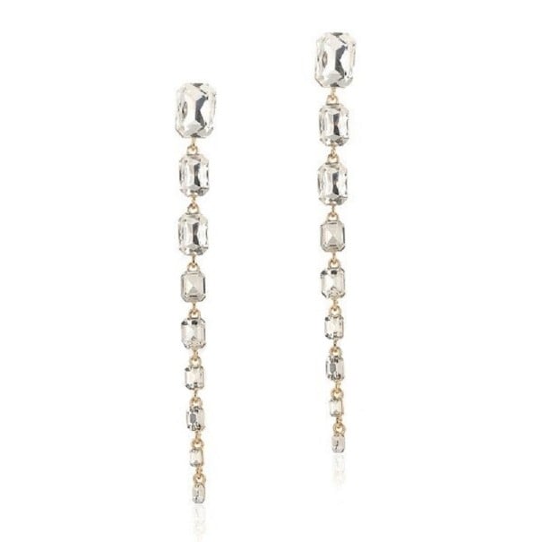 Boucles d'oreilles pendantes pour femmes avec cristaux G1294 blanc