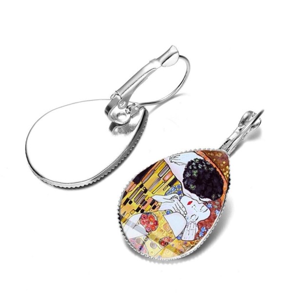 Boucles d'oreilles pendantes pour femmes avec dessin argenté 5