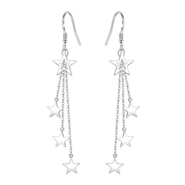 Boucles d'oreilles pendantes pour femmes avec étoiles A3166 argenté