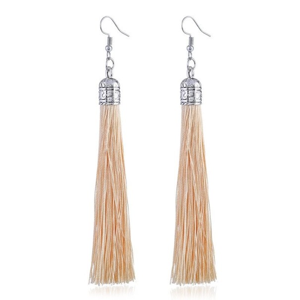 Boucles d'oreilles pendantes pour femmes avec frange G167 beige