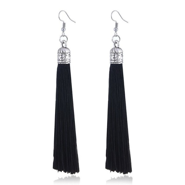 Boucles d'oreilles pendantes pour femmes avec frange G167 noir